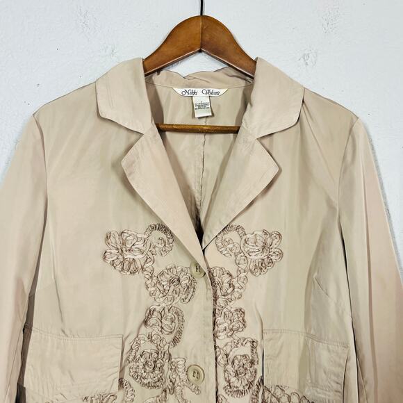 Nikki Valenti Crepe Floral Top Shacket Oversized Apron Style Pockets - L - Picture 2 of 4